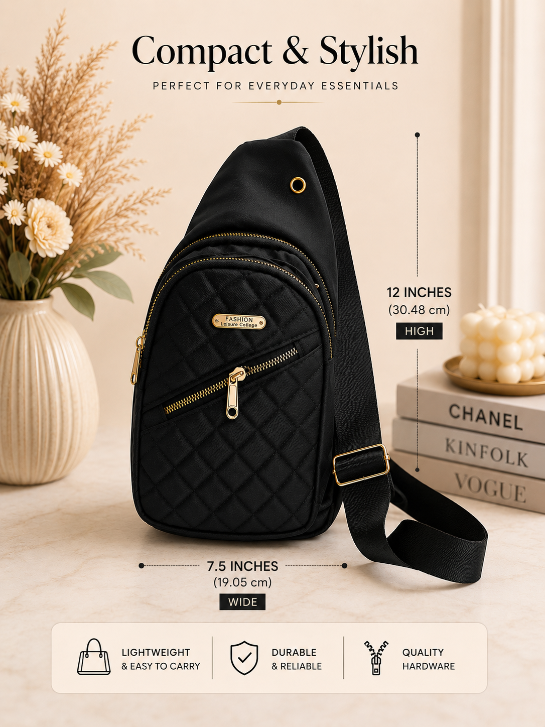 Black and Gold Shoulder Bag