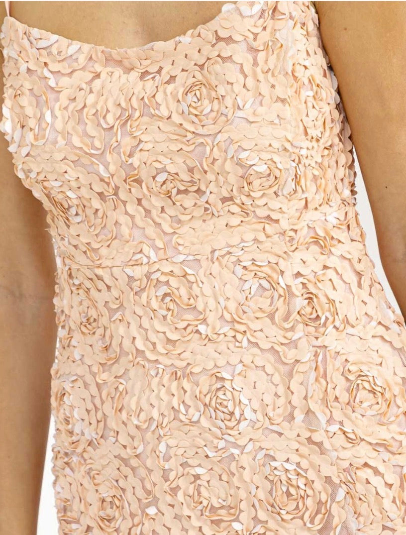 Peach 3D Floral Dress