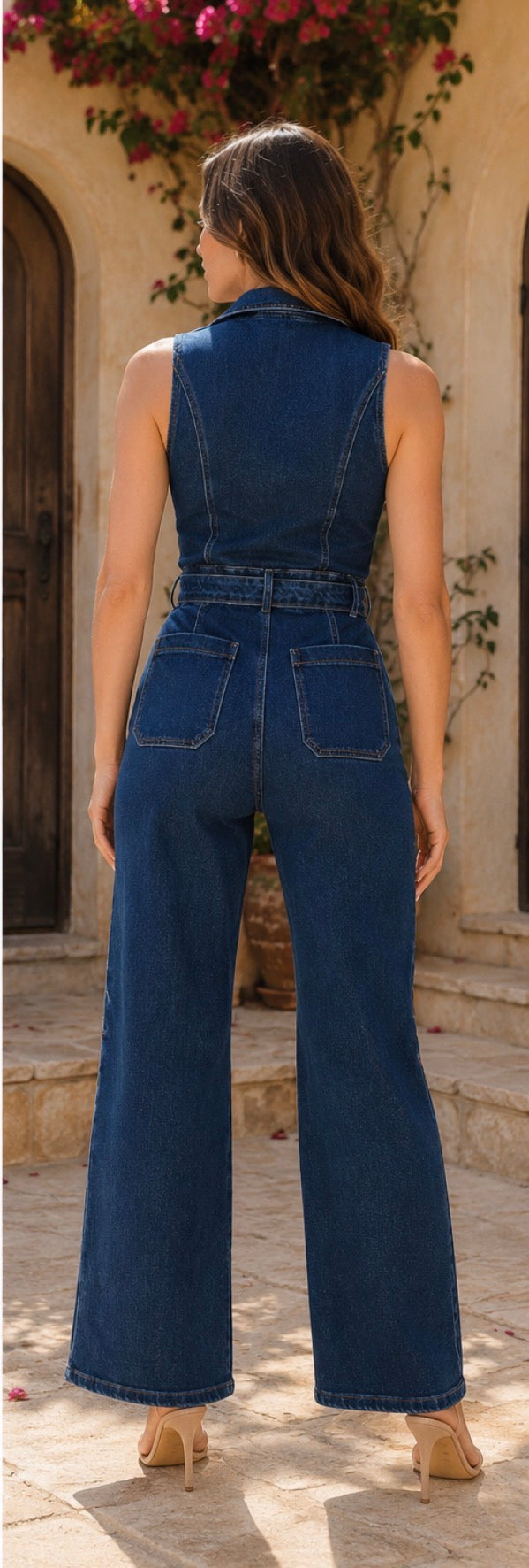 Painted Petals Denim Jumpsuit