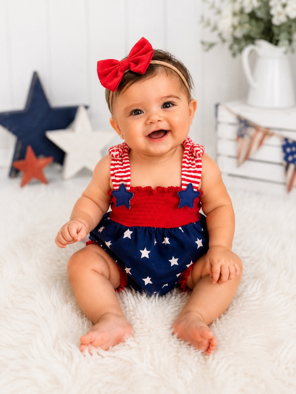 Blue Star Smock Romper