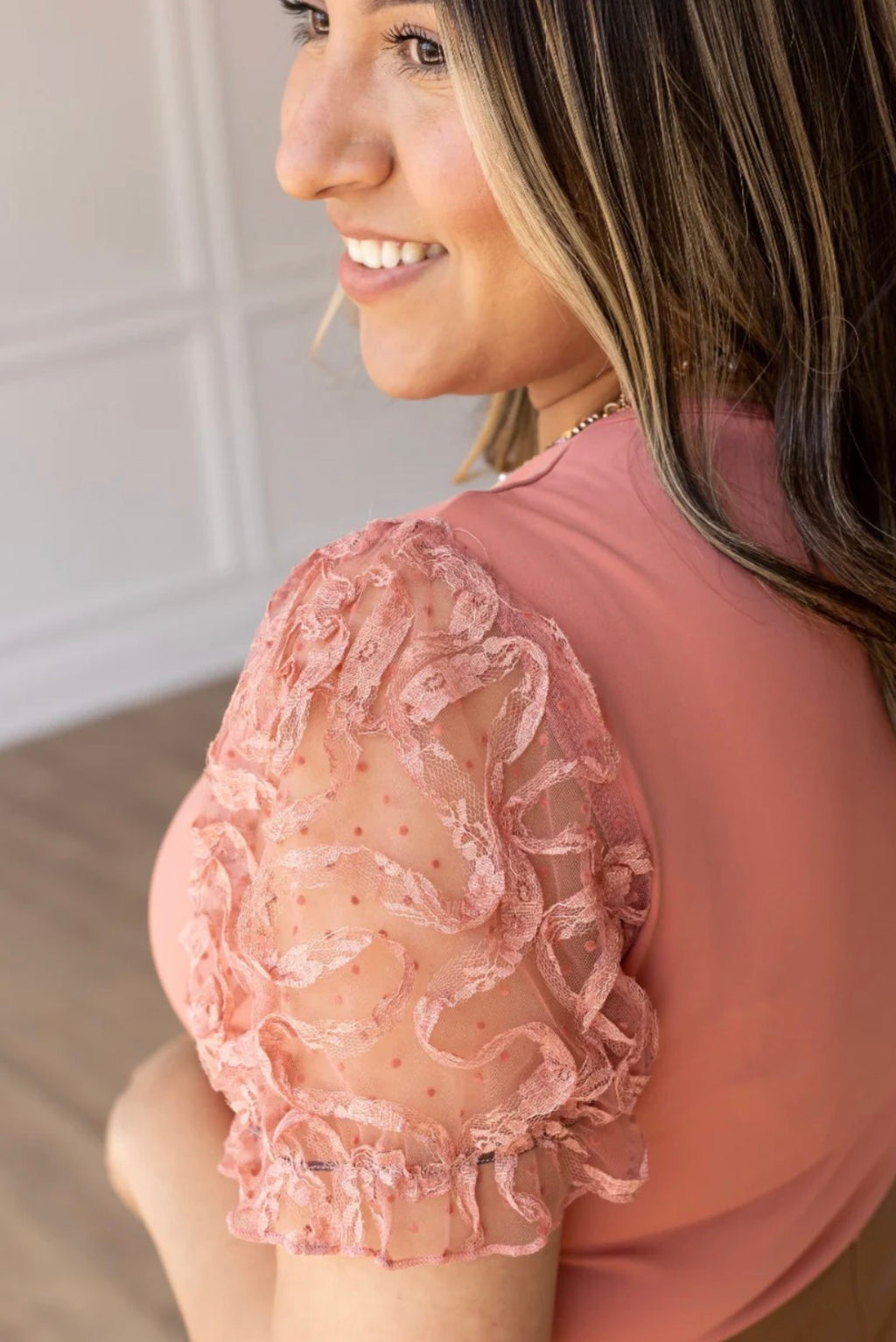 Rust Floral Sleeve Bodysuit
