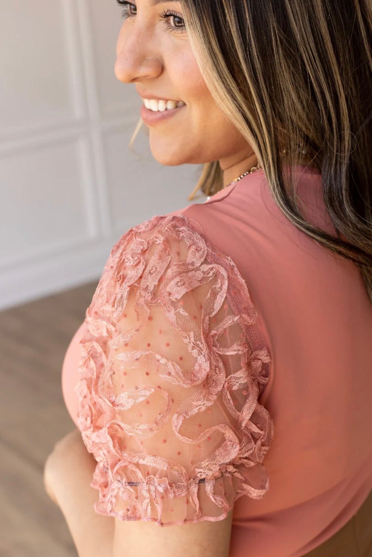 Rust Floral Sleeve Bodysuit