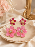 Pink Bohemian Flower Earrings
