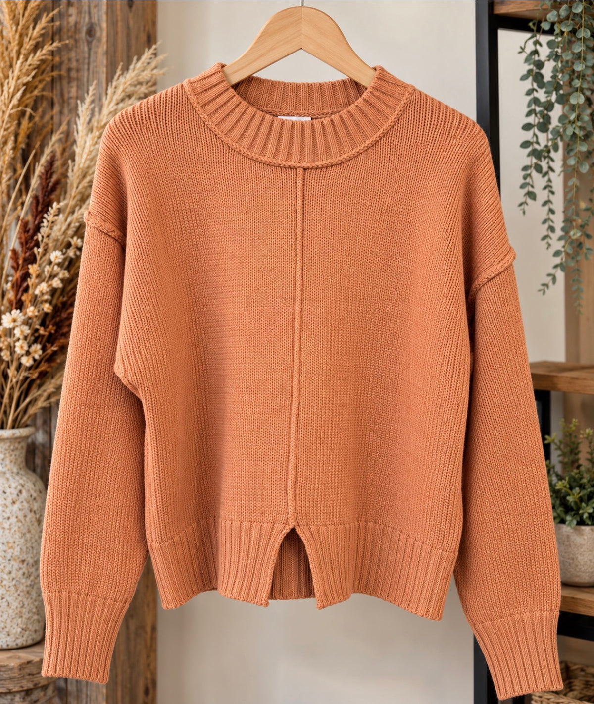 Autumn Spice Split-Hem Sweater