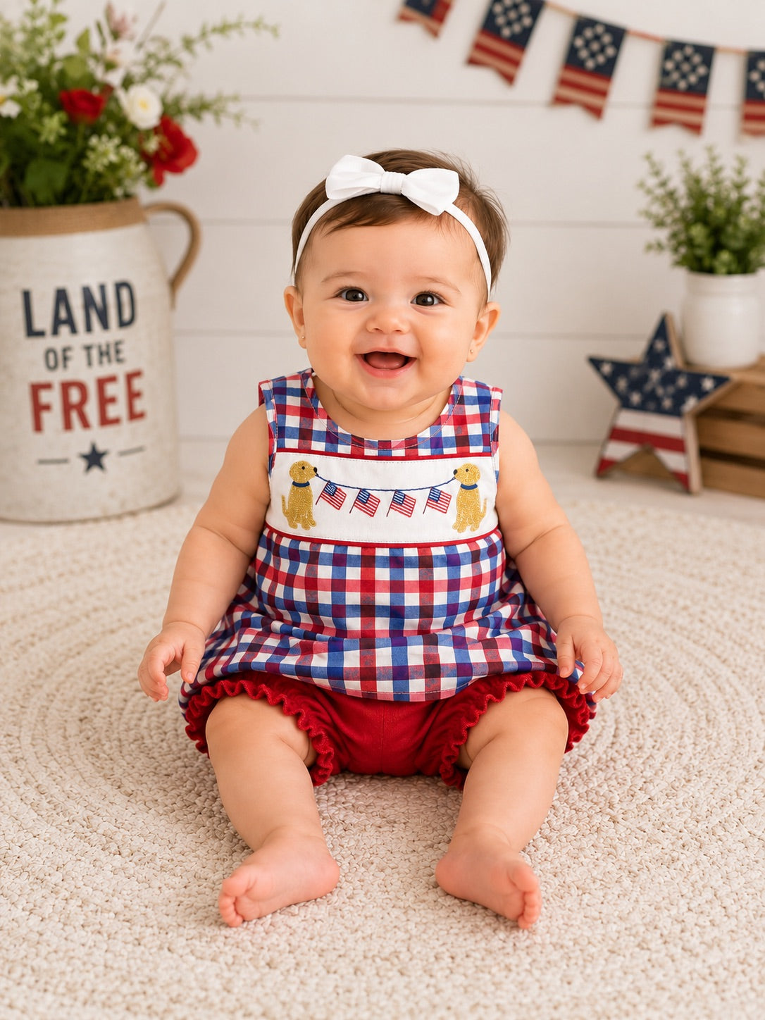 Puppy Gingham Bloomer Set