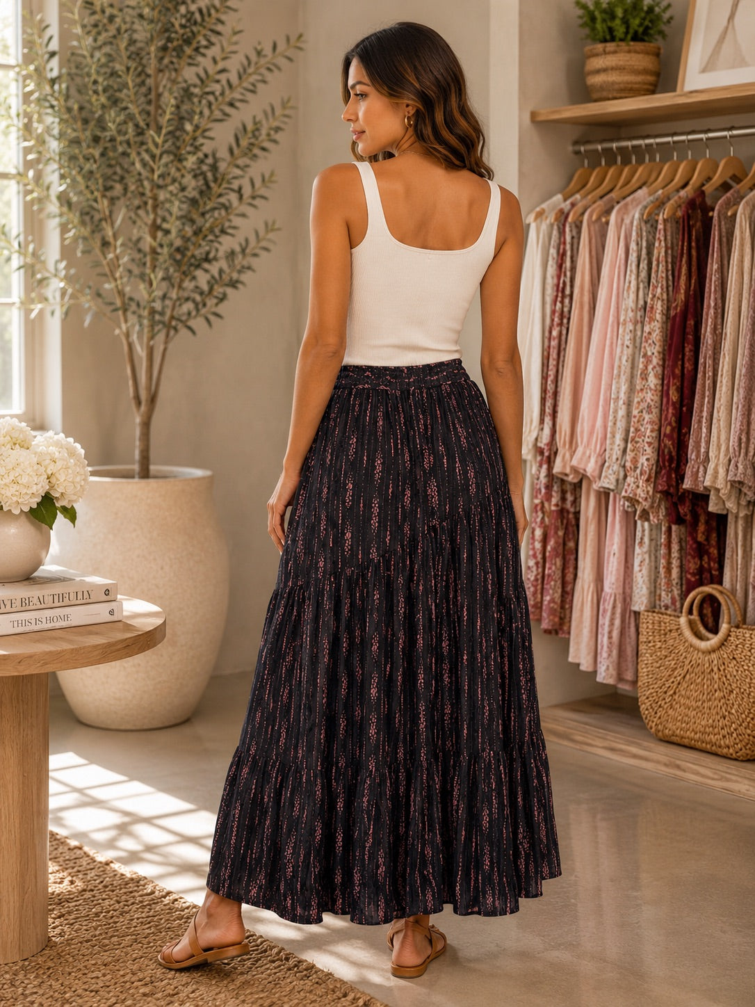 Sunset Shadows Midi Skirt