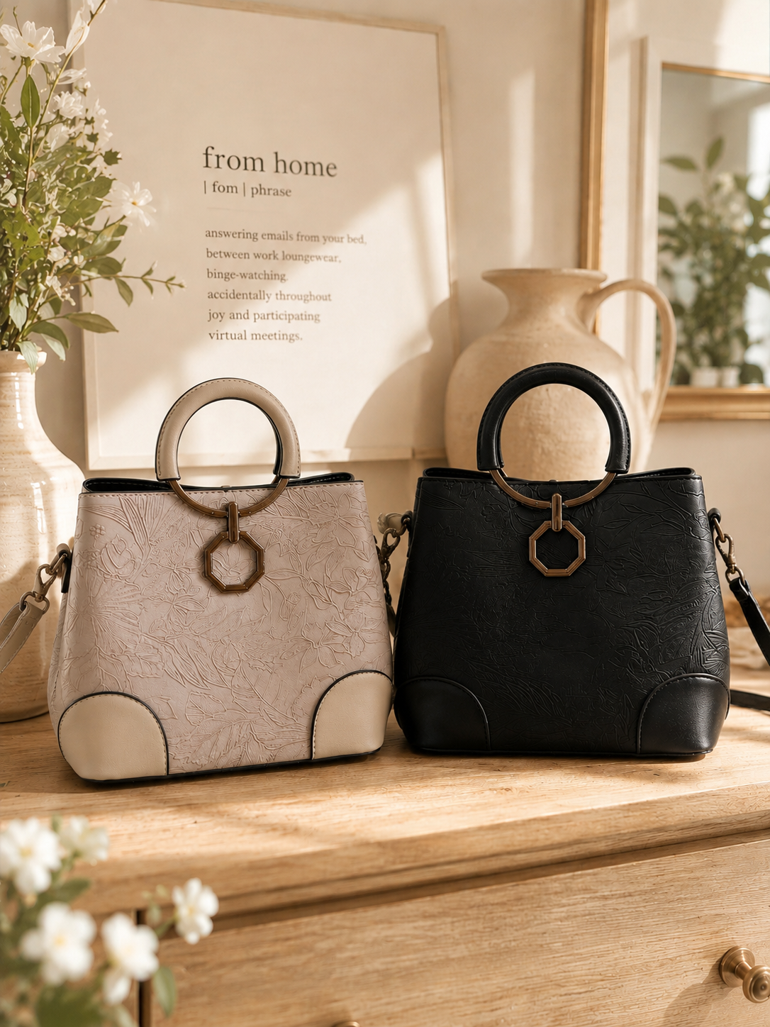 Leather Flower Handbag