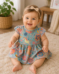 Blue Retro Unicorn Twirl Dress