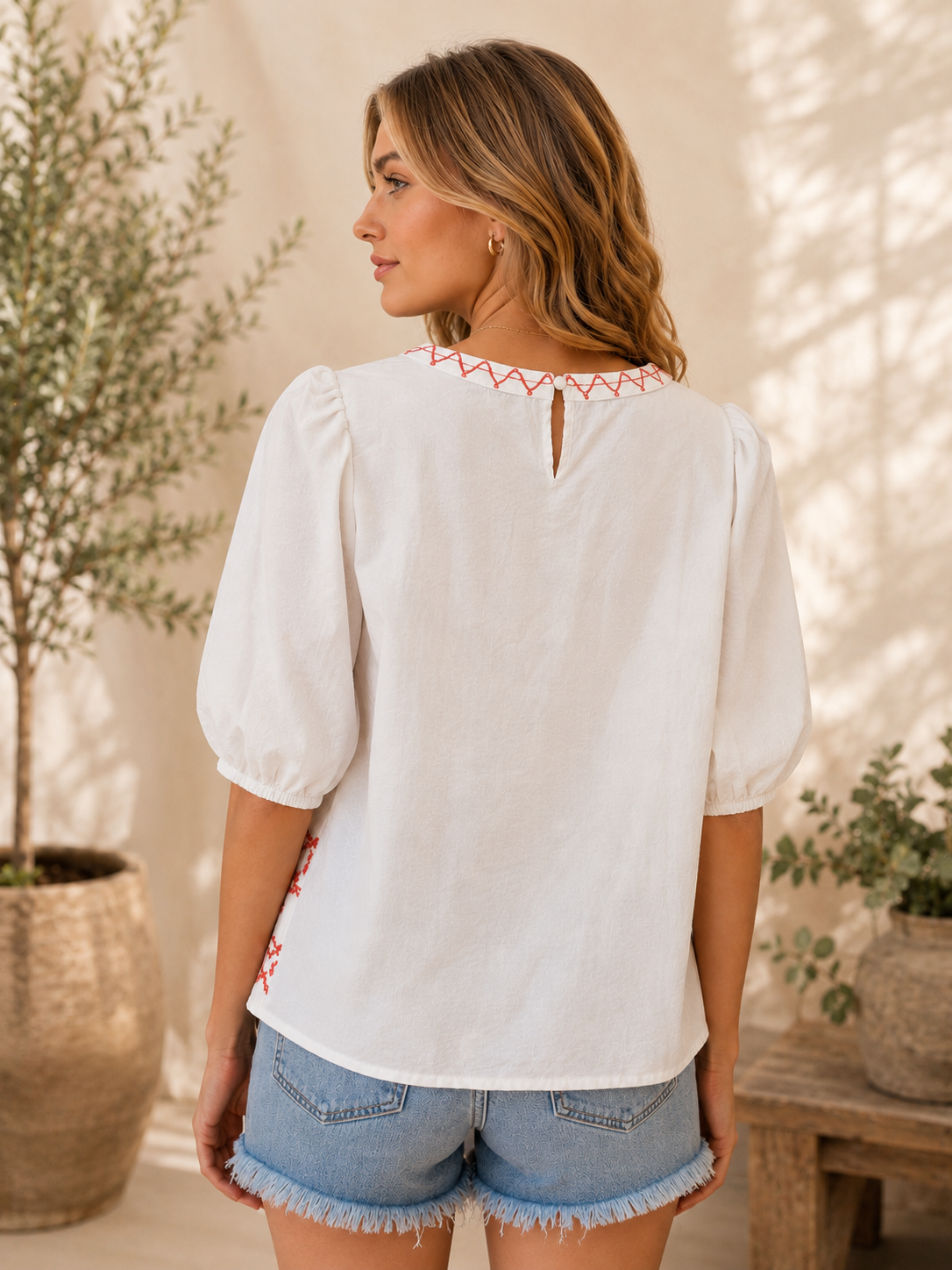 Coral Coast Embroidered Blouse