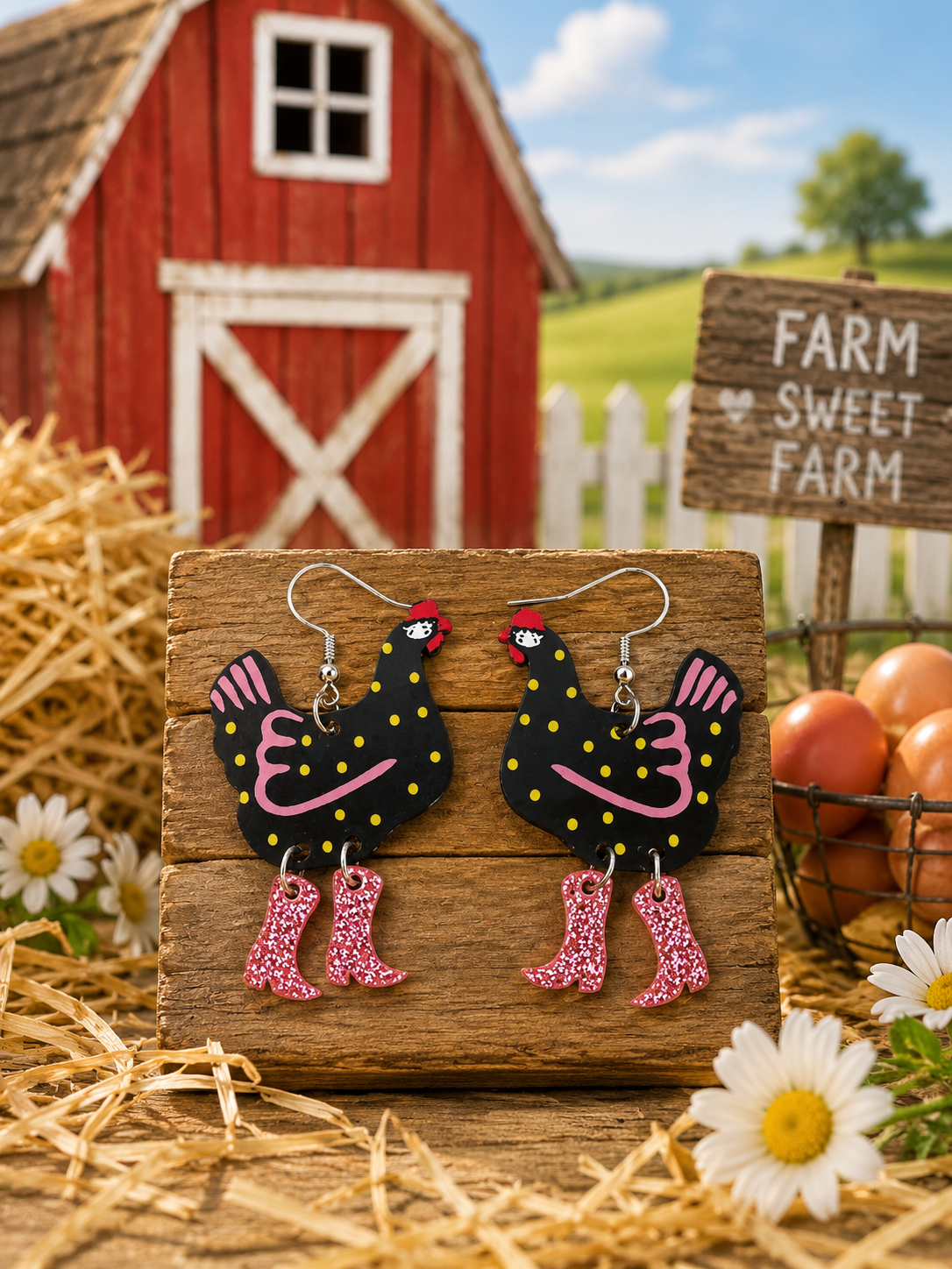 Black Chicken Earrings