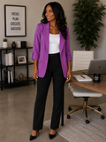 WOMEN'S 3/4 SLEEVE BUTTON CLOSURE FRONT POCKETS BLAZERS