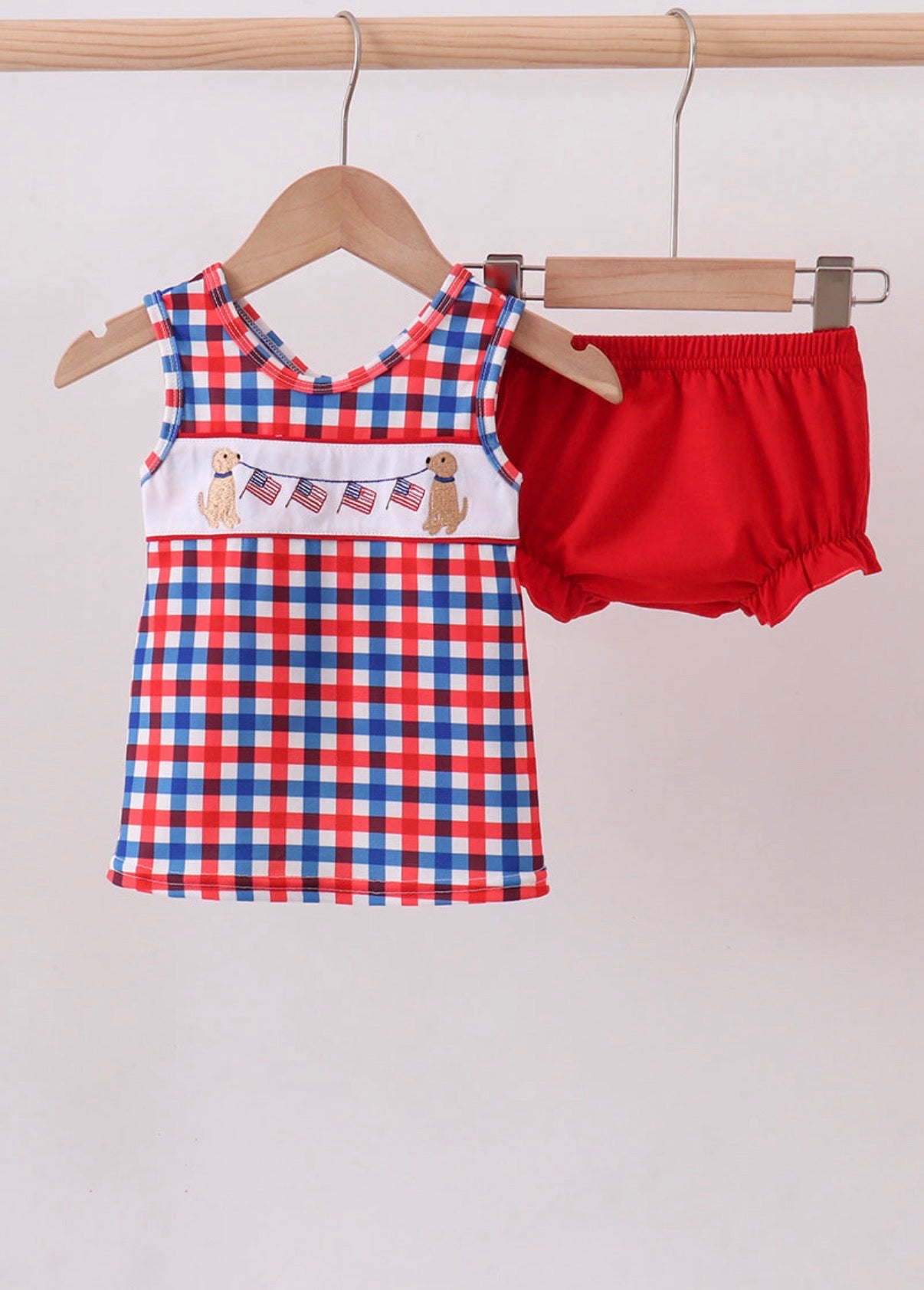 Puppy Gingham Bloomer Set