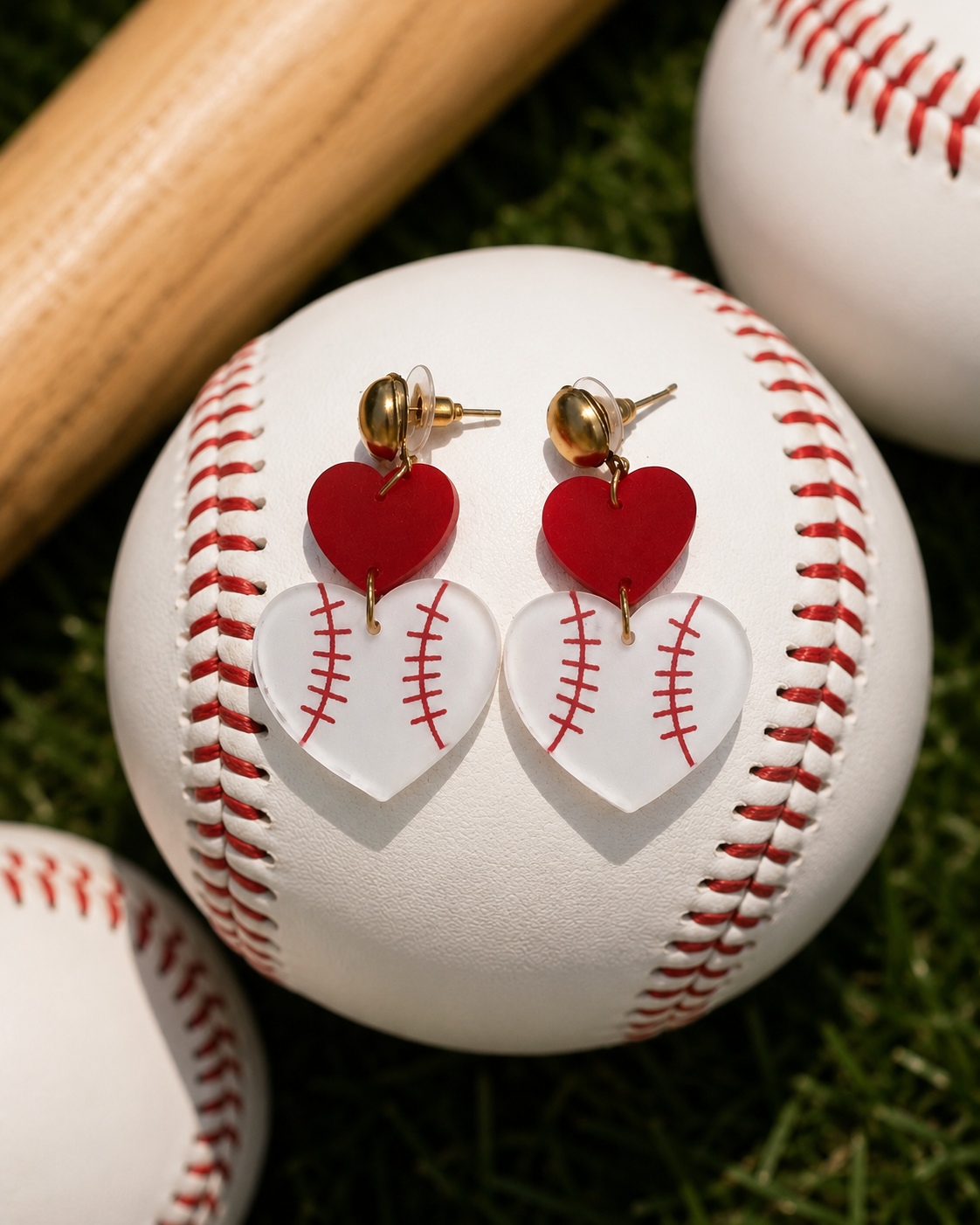 Baseball Heart Earrings
