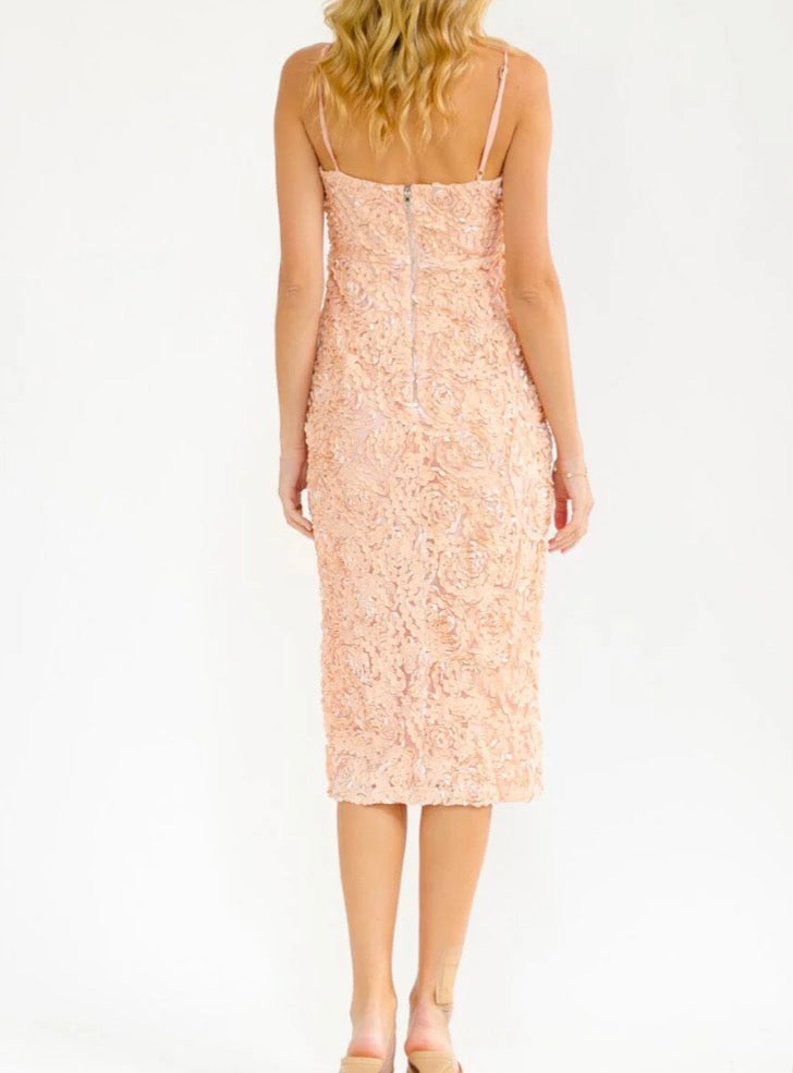 Peach 3D Floral Dress