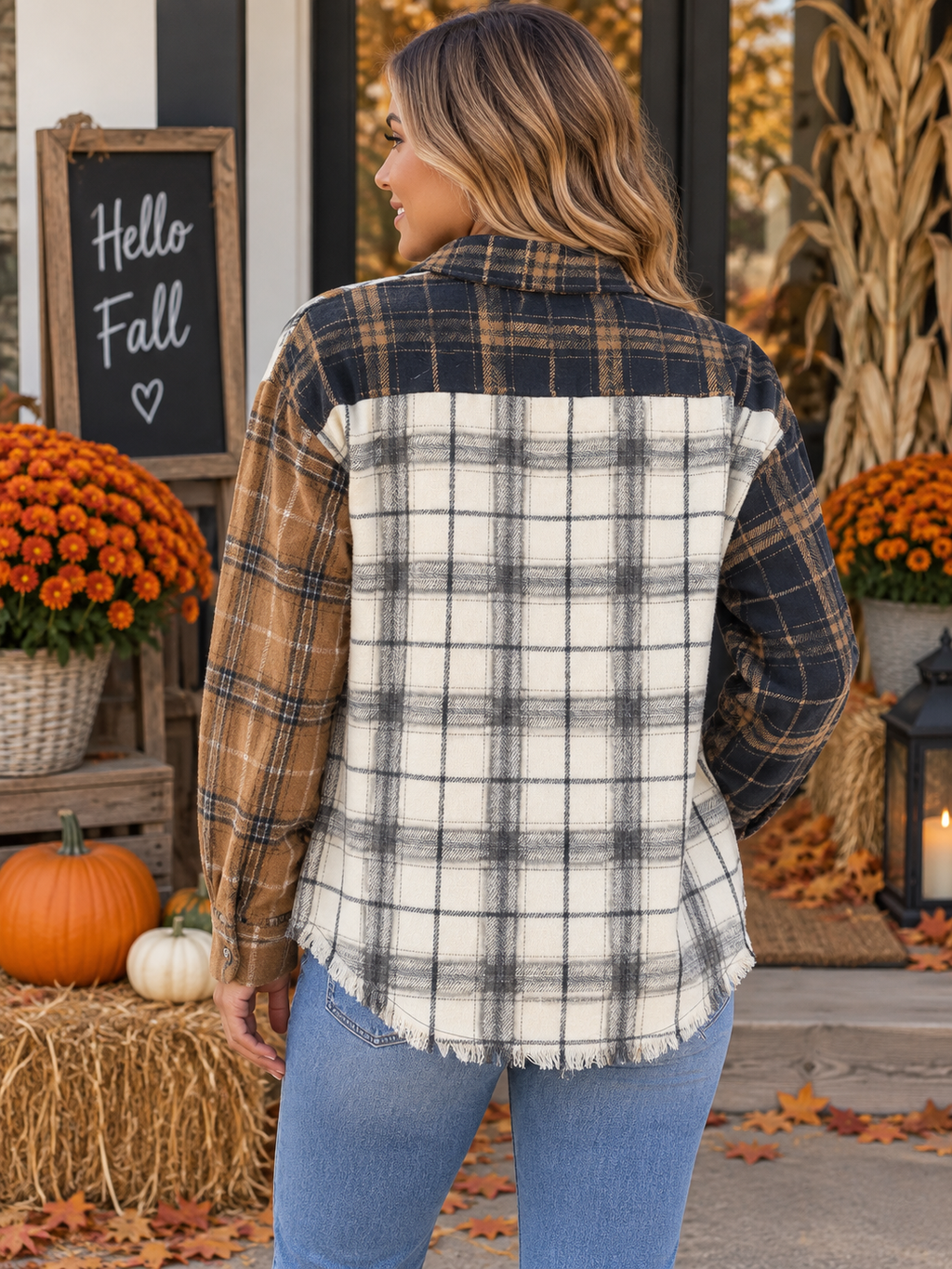 🍂 Cozy Contrast Plaid Shacket