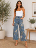 Denim Floral Jeans