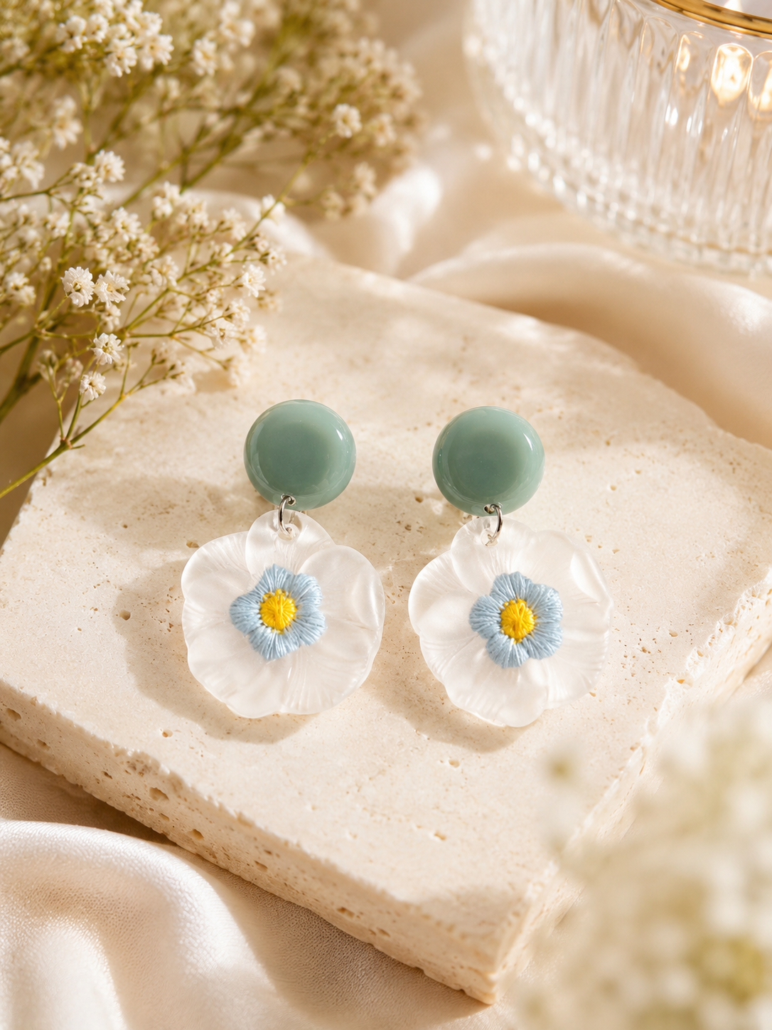 Blue Floral Earrings