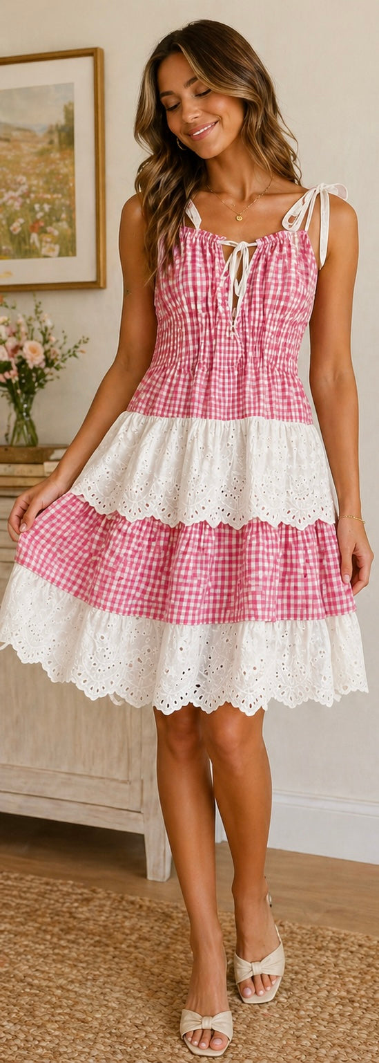 Gingham Tiered Dress
