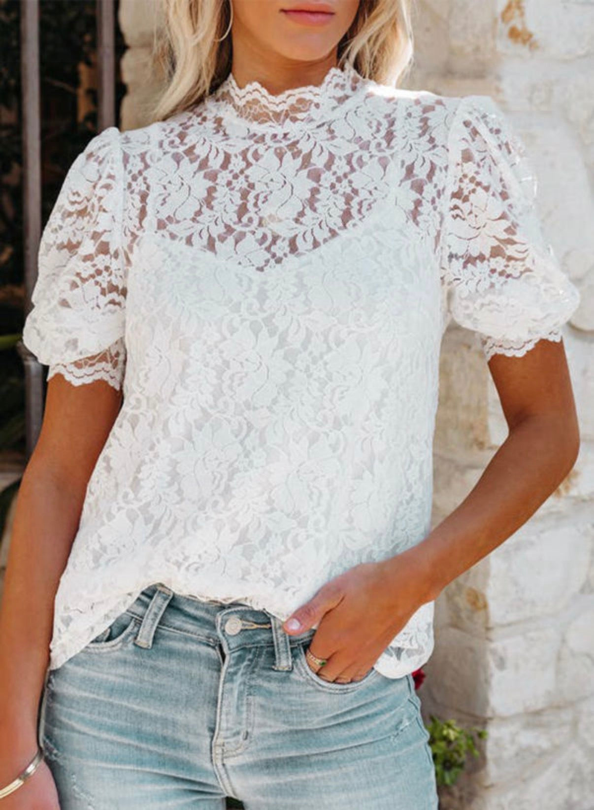 White Lace Top with Tank Top