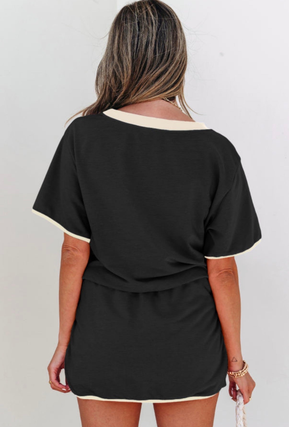 Drop Shoulder Shirt And Skort Set