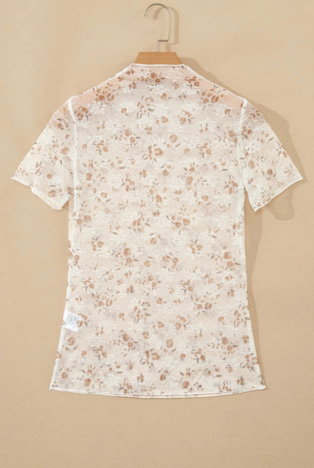 Brown Floral Mesh Top