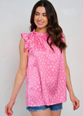 Ruffle Sleeve Pink Tunic Blouse
