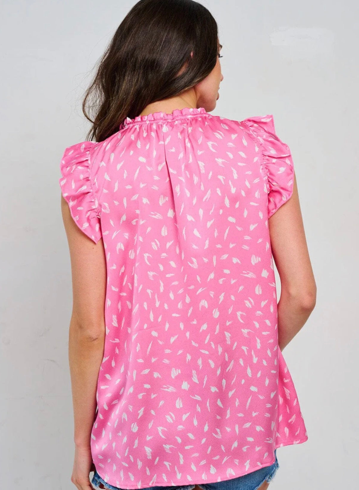 Ruffle Sleeve Pink Tunic Blouse