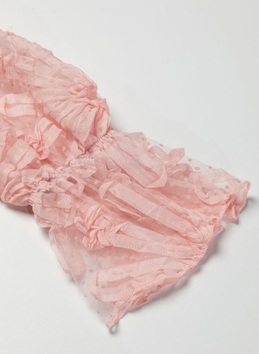 Pink Flower Ruffled Sleeve Mesh Top