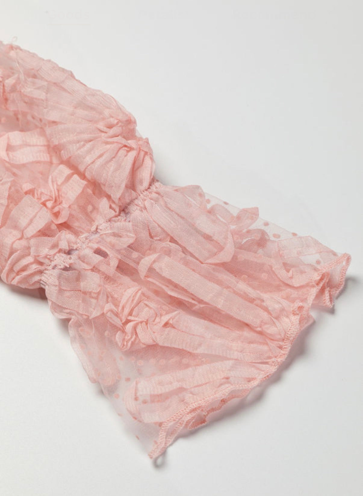 Pink Flower Ruffled Sleeve Mesh Top