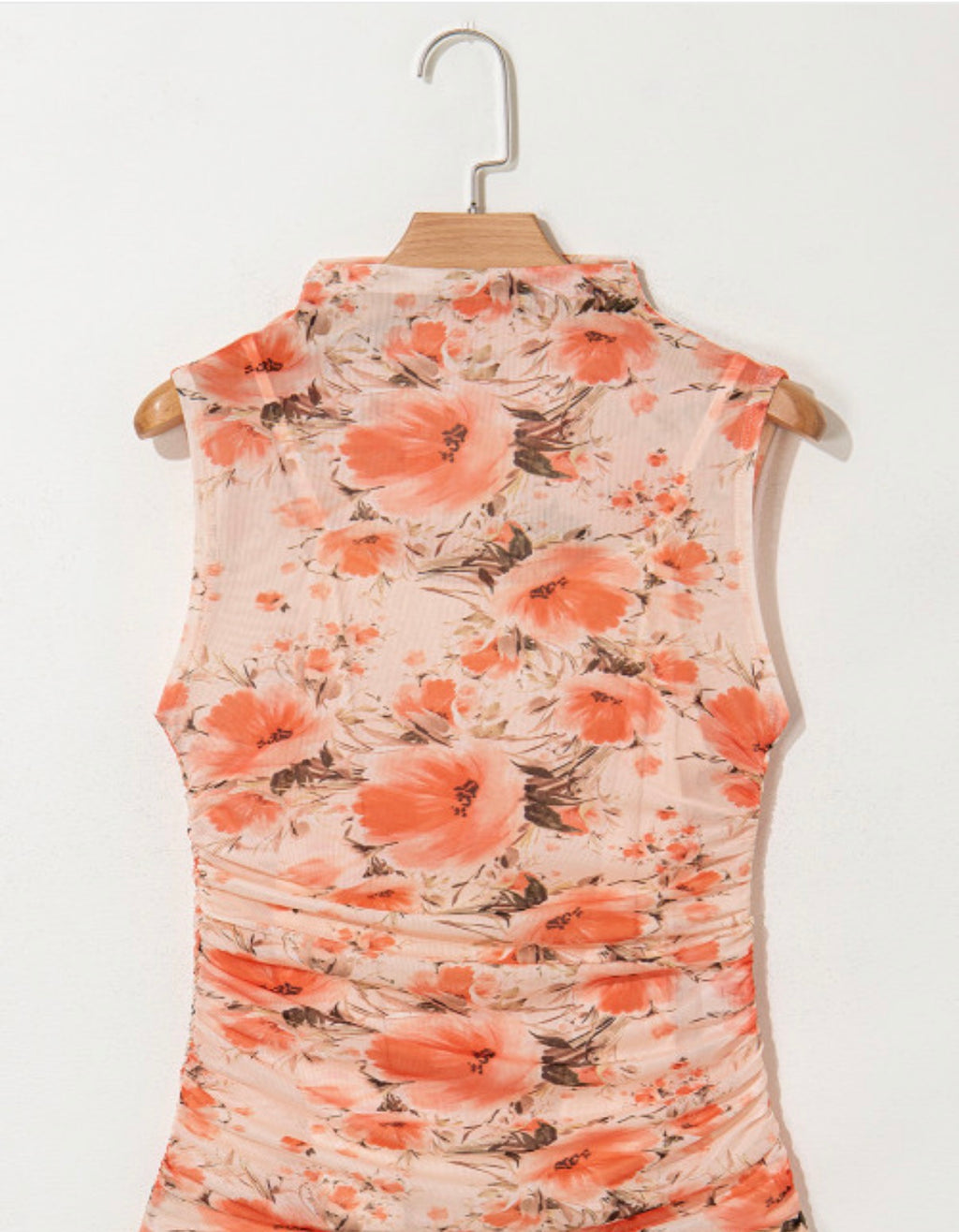 Peach Mesh Floral Slim Fit Tank