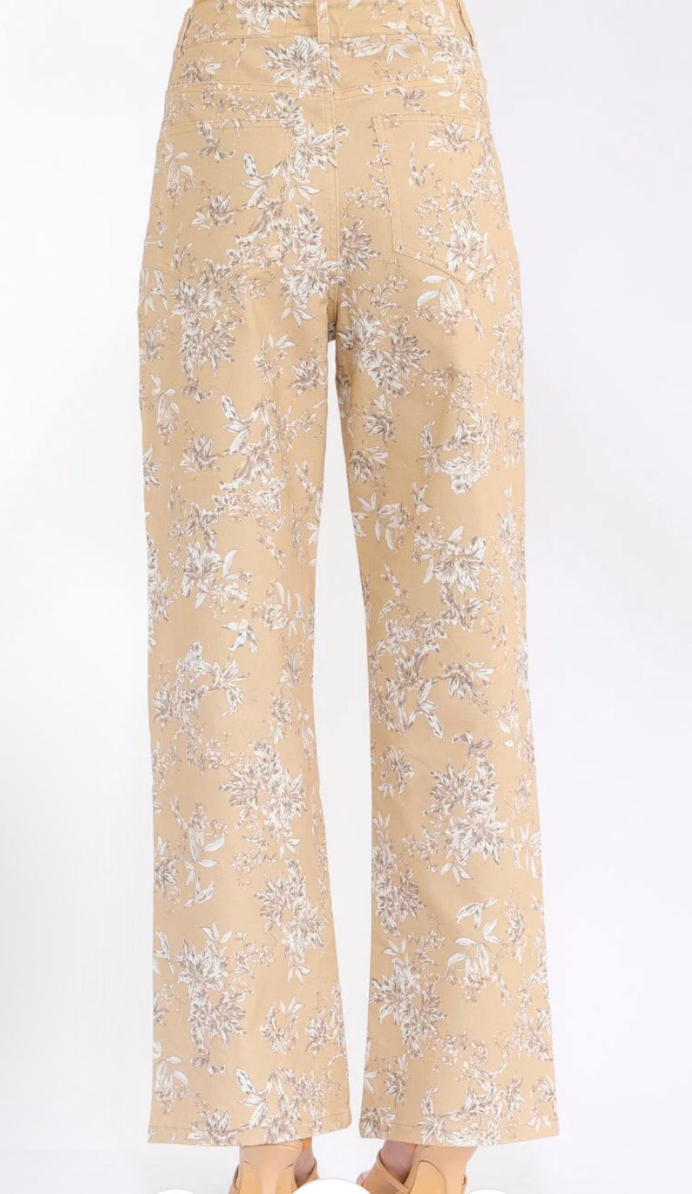 Tan Denim Floral Pants