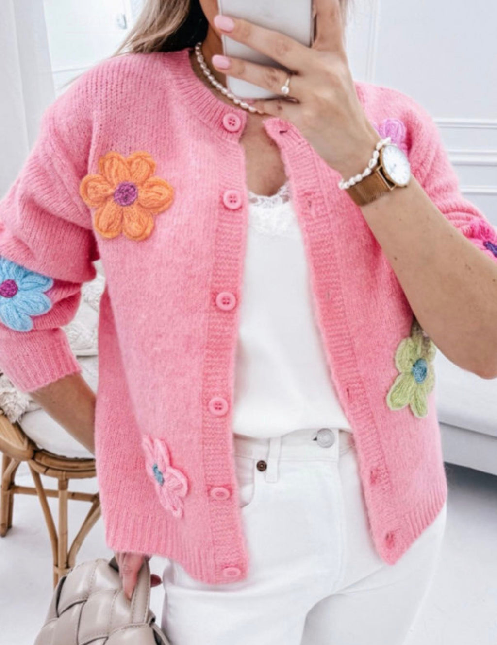 Floral Pattern Button Up Cardigan