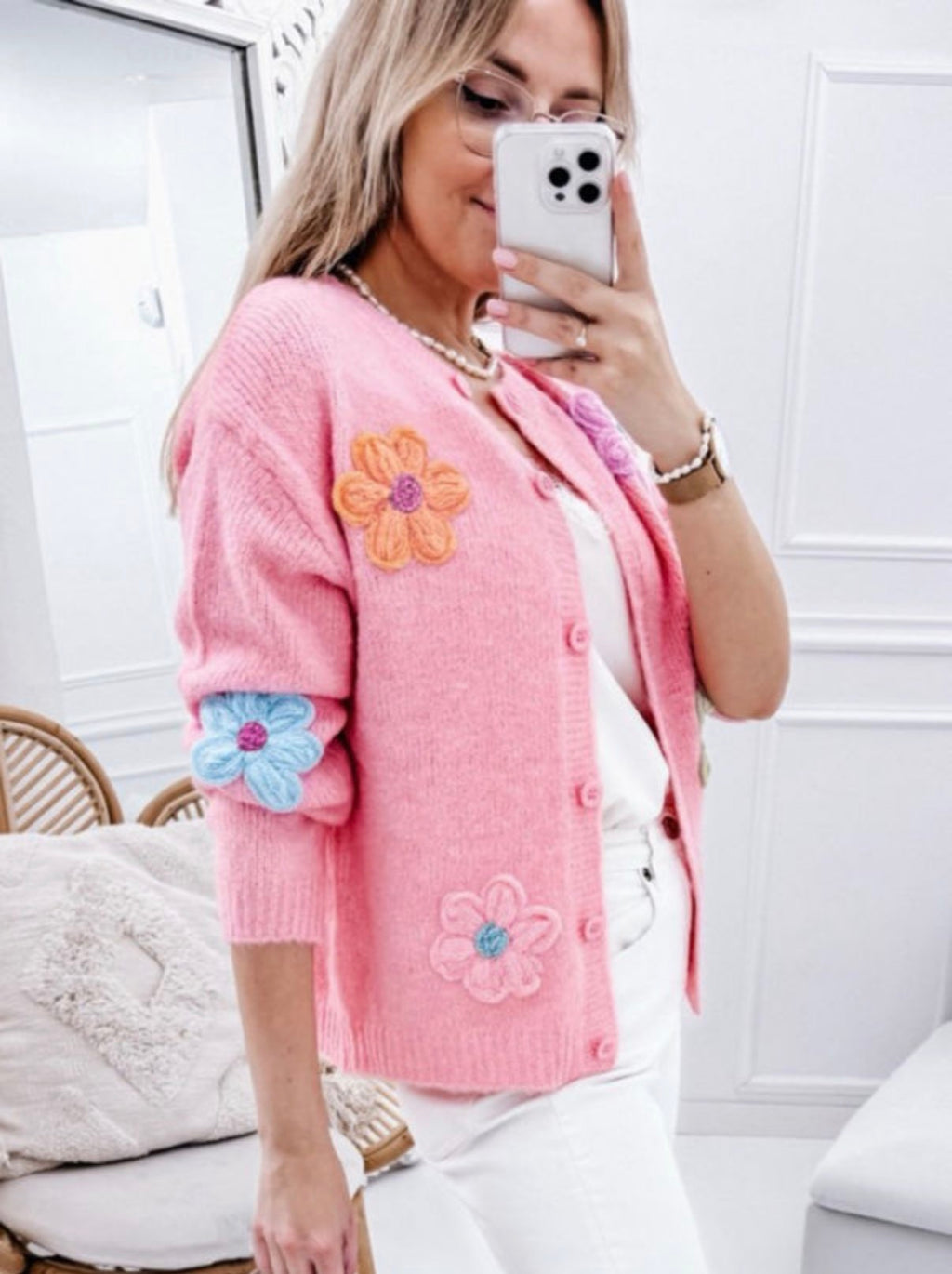 Floral Pattern Button Up Cardigan