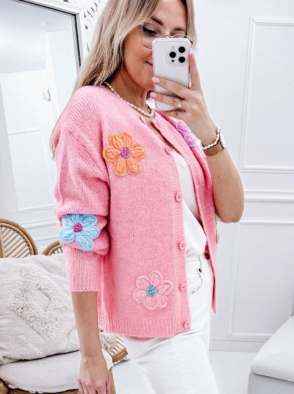 Floral Pattern Button Up Cardigan