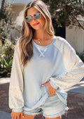 Patchwork Ditsy Floral Color-block Long Sleeve Tee