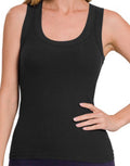 Ribbed Scoop Neck Tank Black