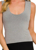 U-Neck Seamless Cropped Tank Top Gray
