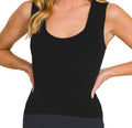 U-Neck Seamless Cropped Tank Top Black