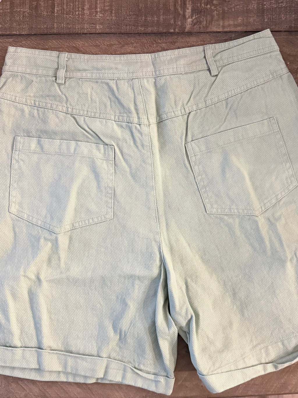 Sage Green Denim Shorts