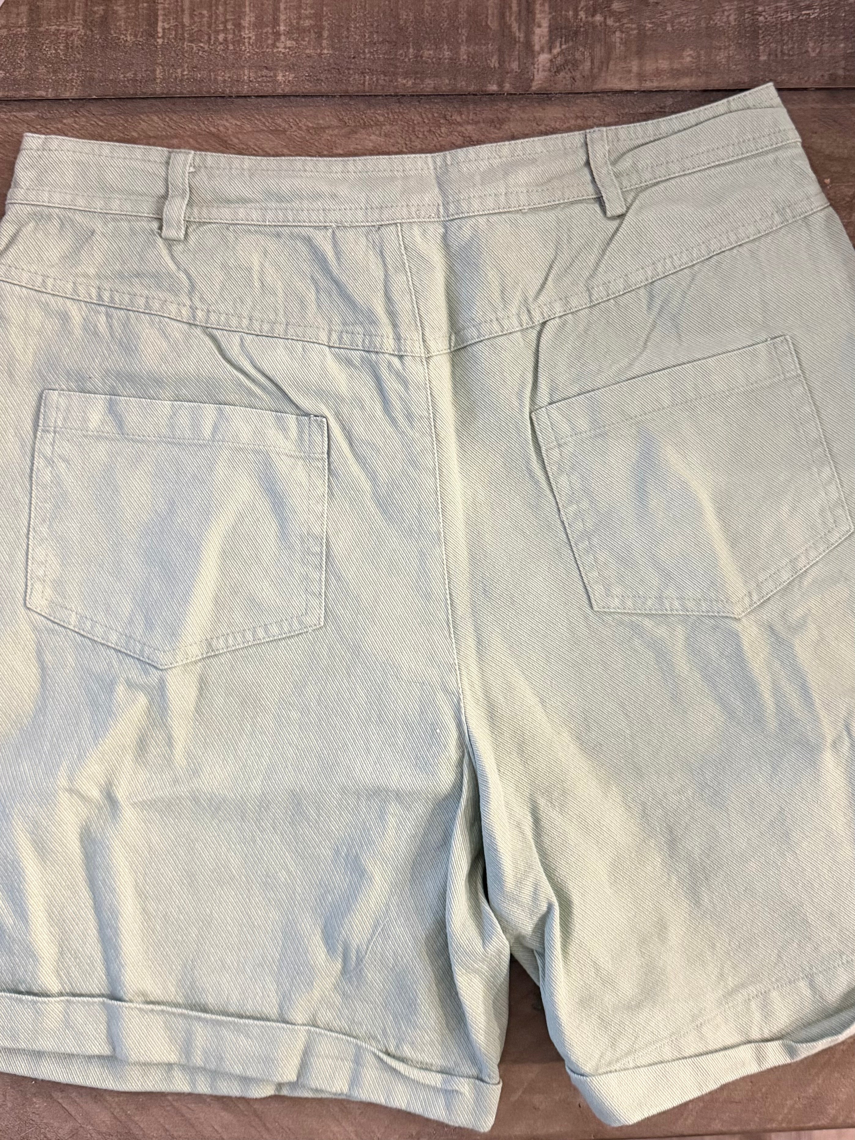 Sage Green Denim Shorts