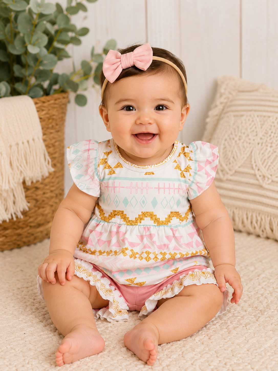 Aztec Baby Girl Short Outfit