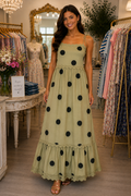 Green Dress With Black Polka Dots