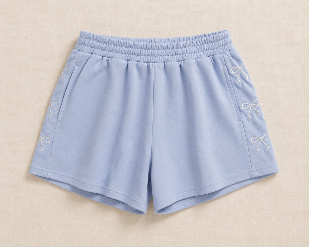 Light Blue Shorts With White Bows