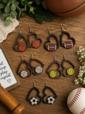 Wooden Heart Sports Earrings