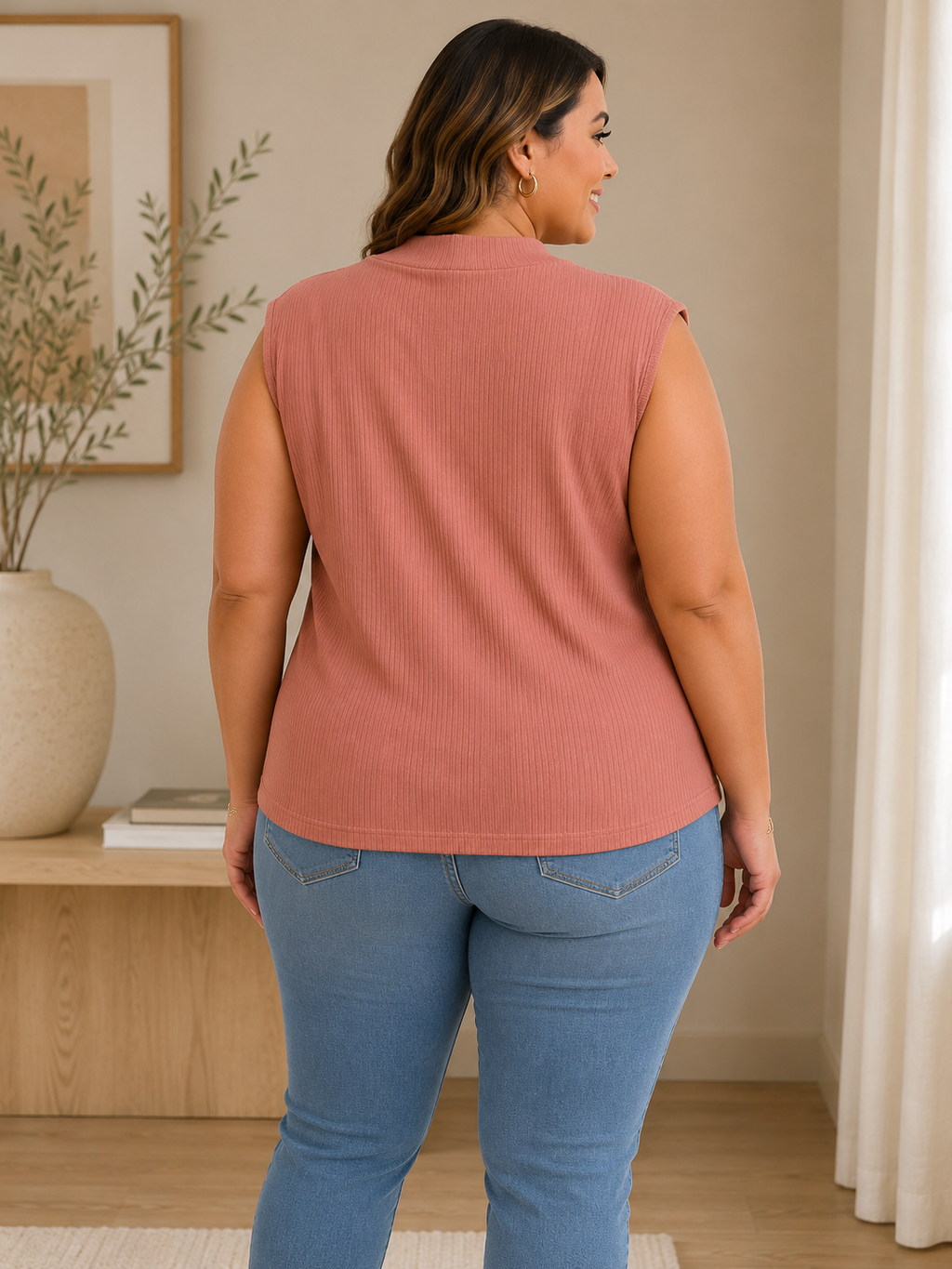 Desert Rose Cutout Ribbed Top