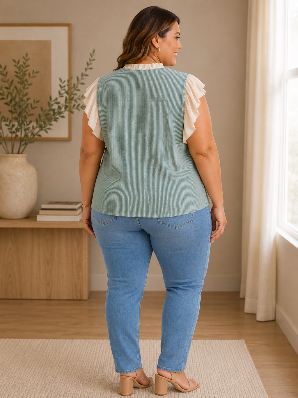 Sage Meadow Flutter Sleeve Top