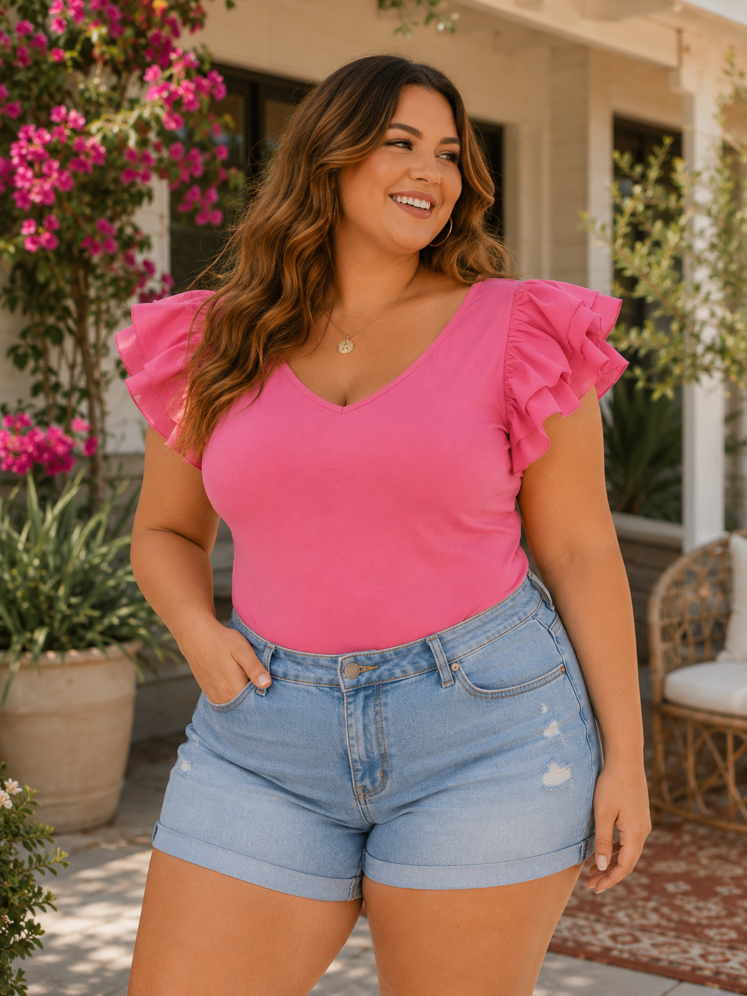 Pretty in Pink Ruffle Bodysuit