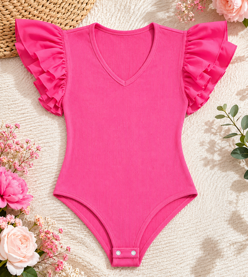 Pretty in Pink Ruffle Bodysuit
