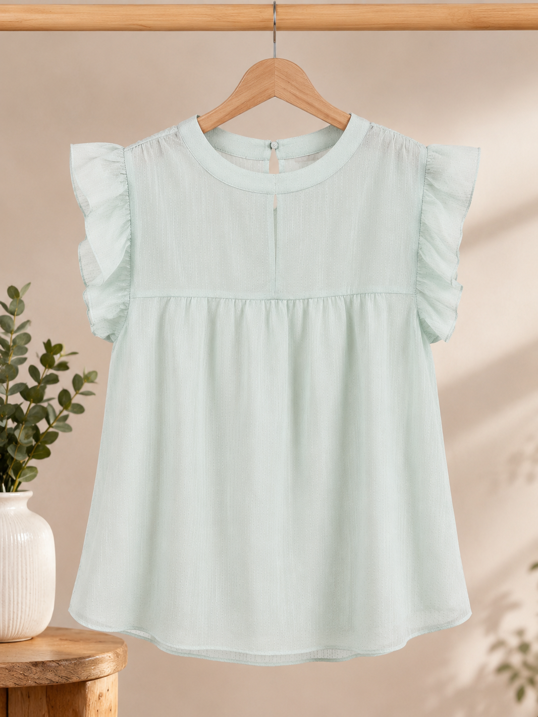 Mint to Be Lace Flutter Top