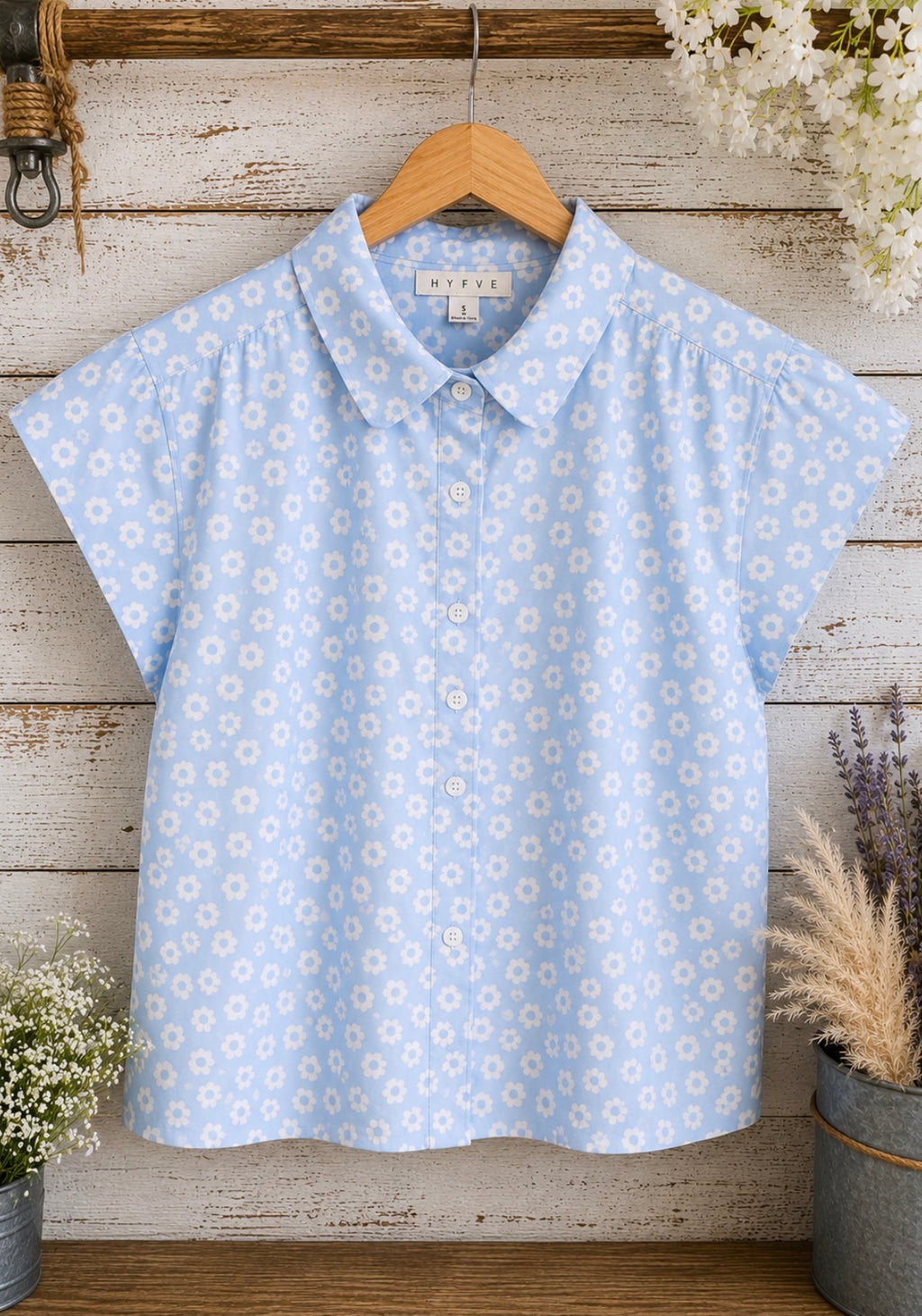 Blue Button-Up Top